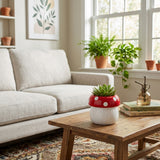Bonnie View White/Red Mushroom Planter