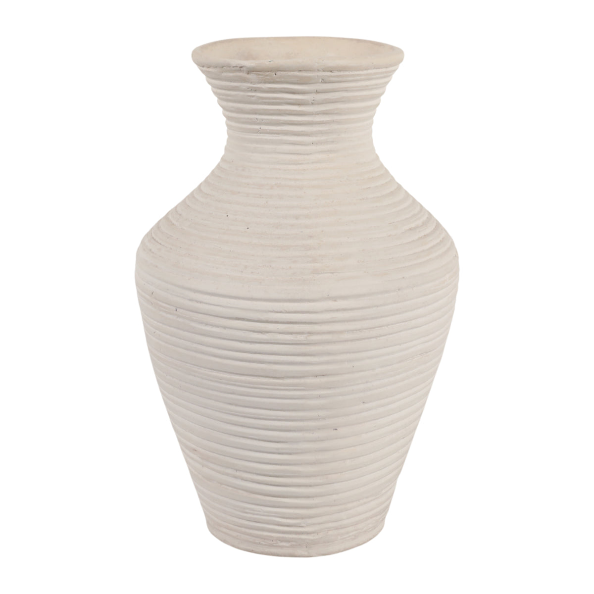 Brazos Ivory Medium Paper Mache Ribbed Vase
