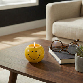 Dixonstone Yellow Coconut Goji Smiley Face Candle