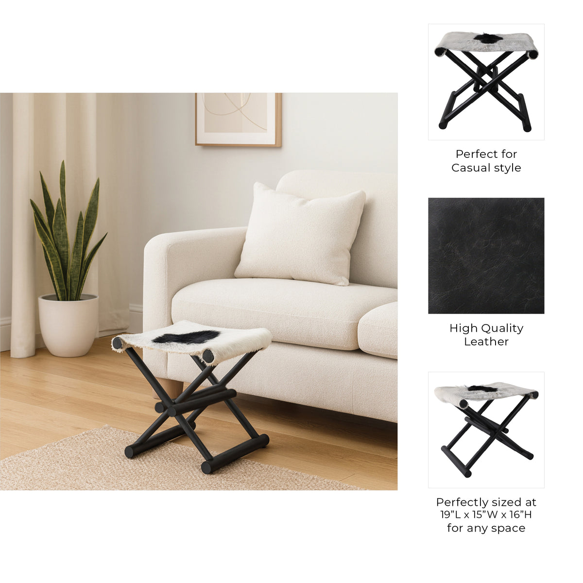 Colbybeach Black/White/Ivory Stool