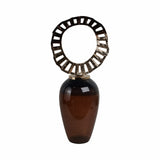 Verdant Brown Small Glass Vase with Crown Top