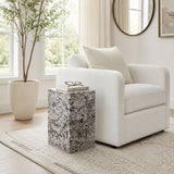 Sunol White/Black Marble Pedestal Accent Table