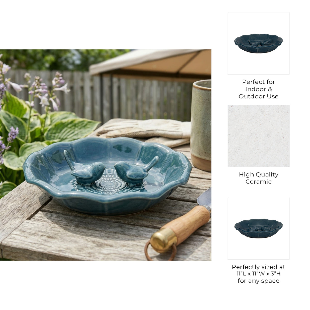 Hardy Blue Flower Bird Bath