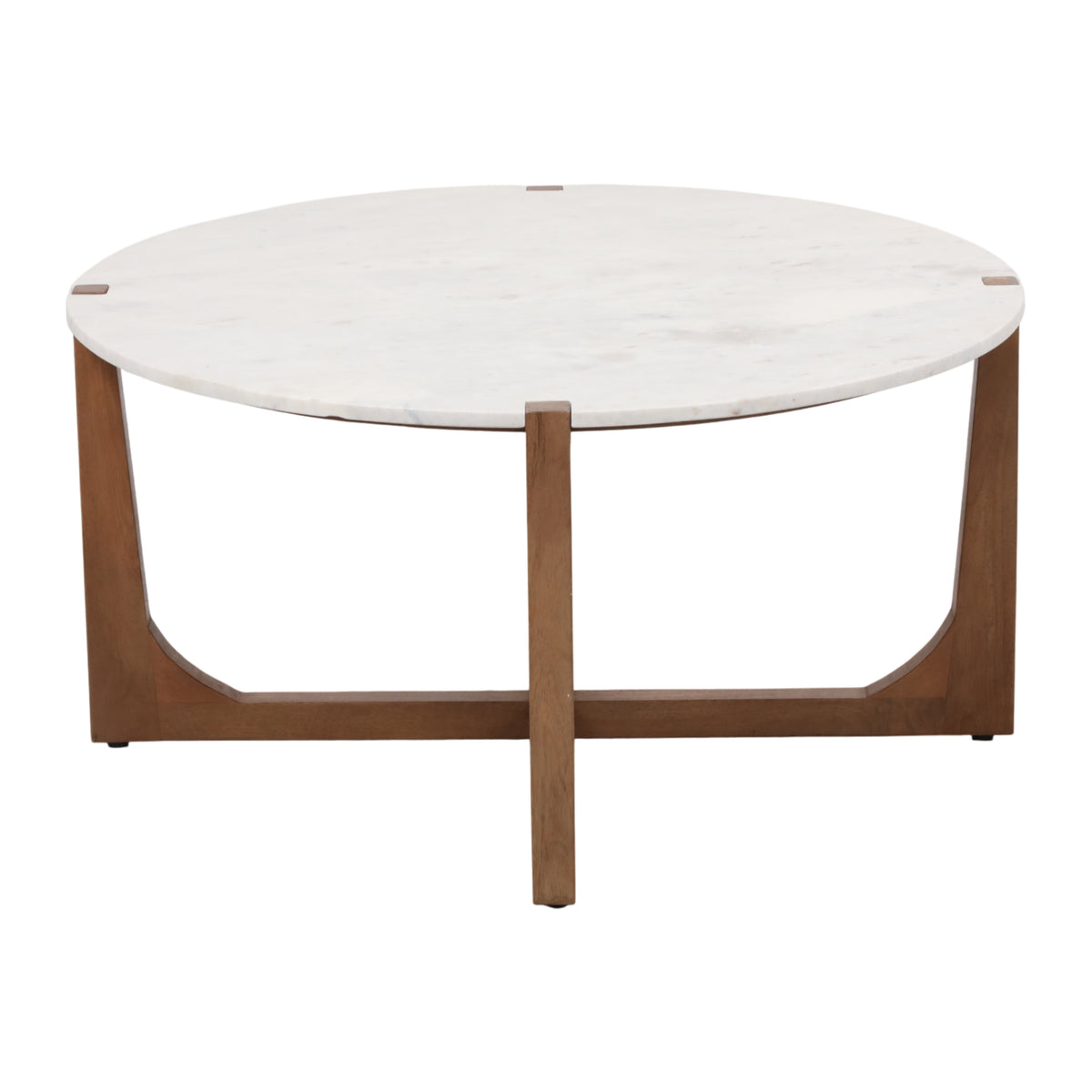 Keystone White/Brown Modern Coffee Table with Marble Top