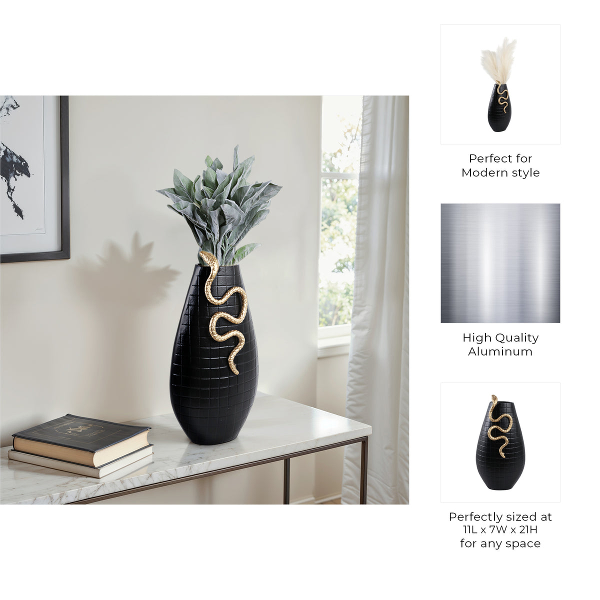 Lucashaven Black/Gold Large Vase