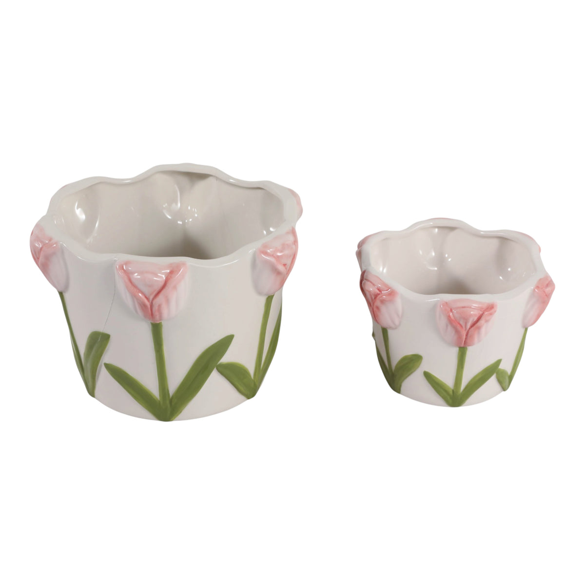 Glenbrook Multicolor Dimensional Tulips on Planters (Set of 2)
