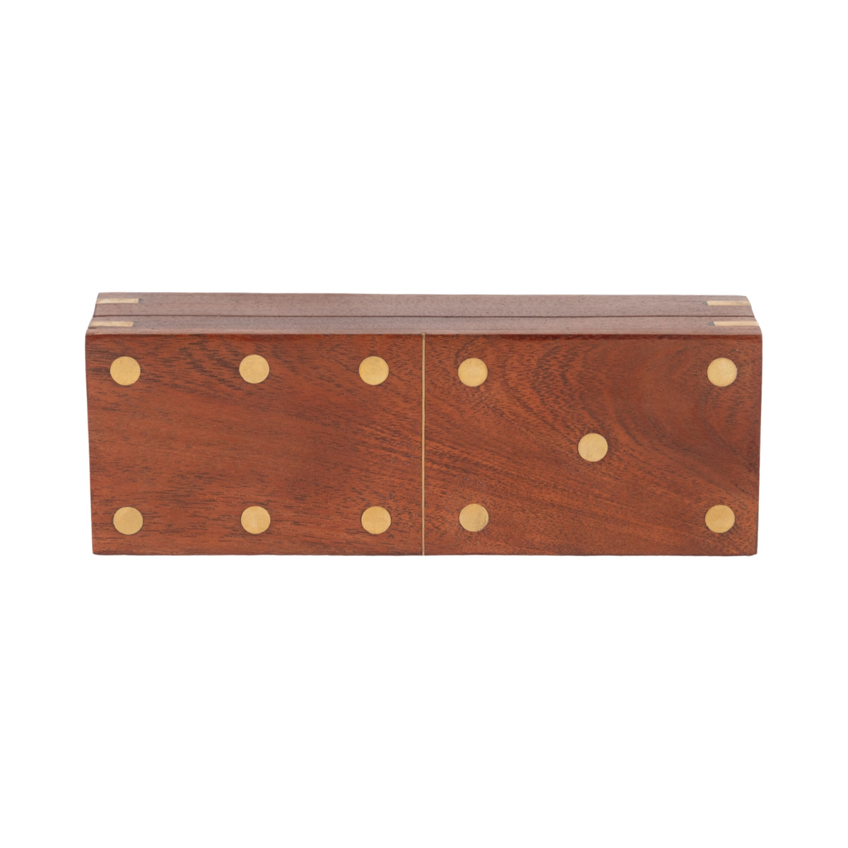 La Jolla Brown Wood Dominoes Box