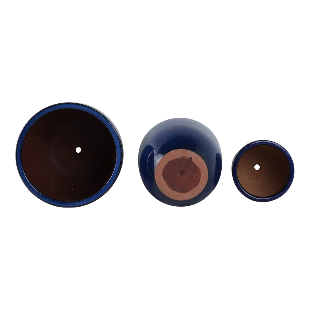 Bowenwell Blue Modern Reactive Planters (Set of 3)