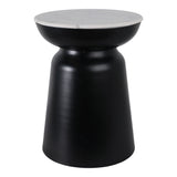Russ Black/White Metal Accent Table with Marble Top