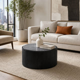 Johnsville Black/White Marble Inlay Round Coffee Table