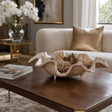 Lodi Tan/Gold Curvy Metal Bowl