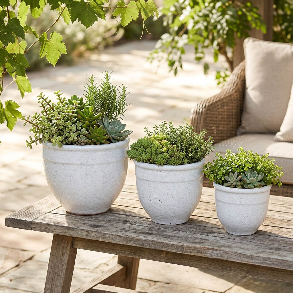 Hayfordway White Terracotta Planter Pots (Set of 3)