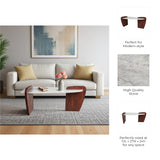 Crestmore White Marble and Wood Modern Coffee Table