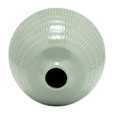 Chipps Dark Sage Ceramic Stripe Oval Vase