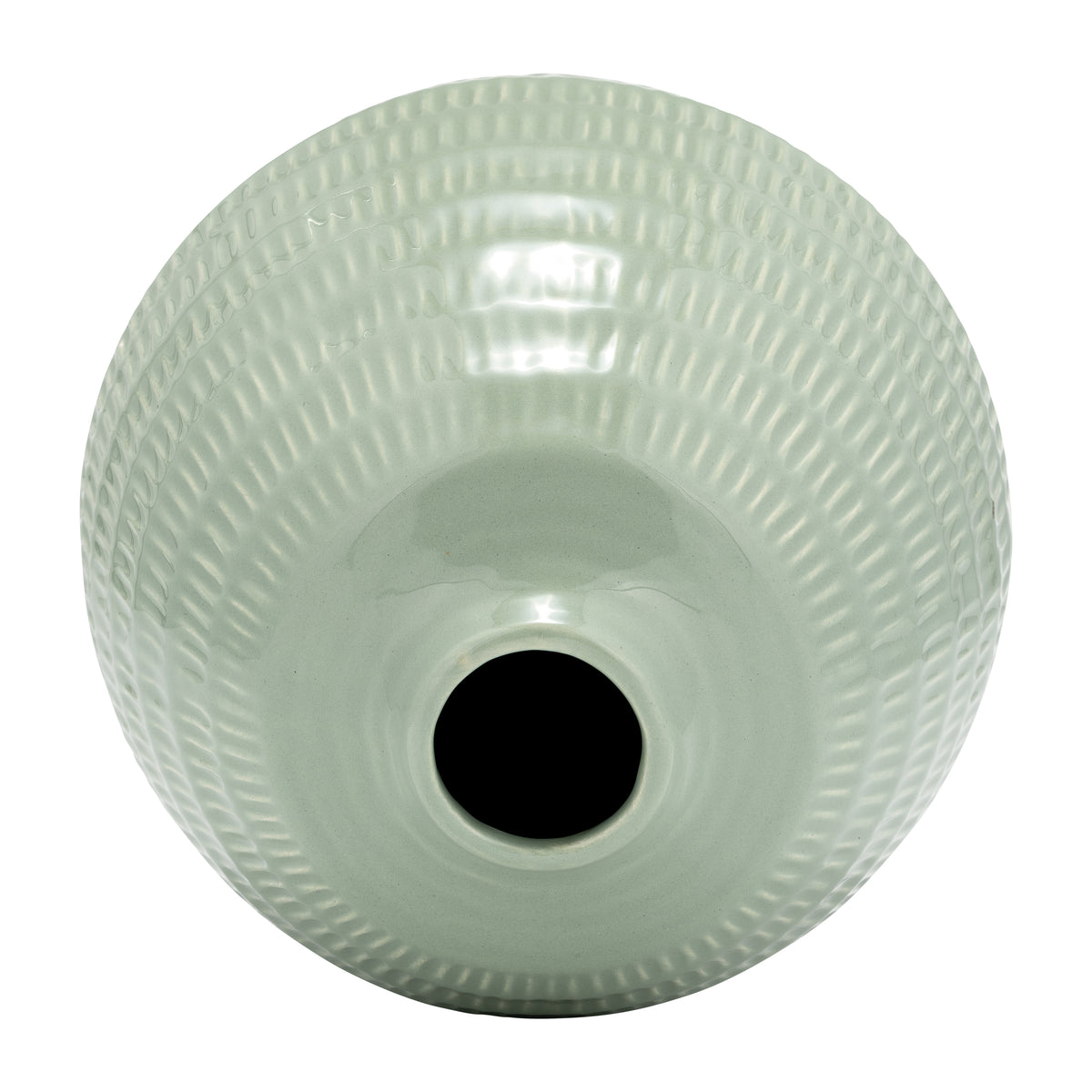Chipps Dark Sage Ceramic Stripe Oval Vase
