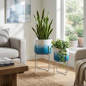 Nicoleham Blue/White/Black Planters (Set of 2)