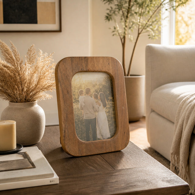 Zuver Brown Large Rounded Acacia Wood Frame