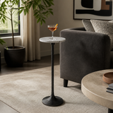 Cerritos Antique Gray Drink Table with Marble Top