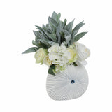 Lochford White/Blue Round Dotted Shell Vase