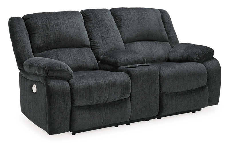 (Online Special Price) Draycoll Slate Power Reclining Loveseat w/ Console - Ornate Home