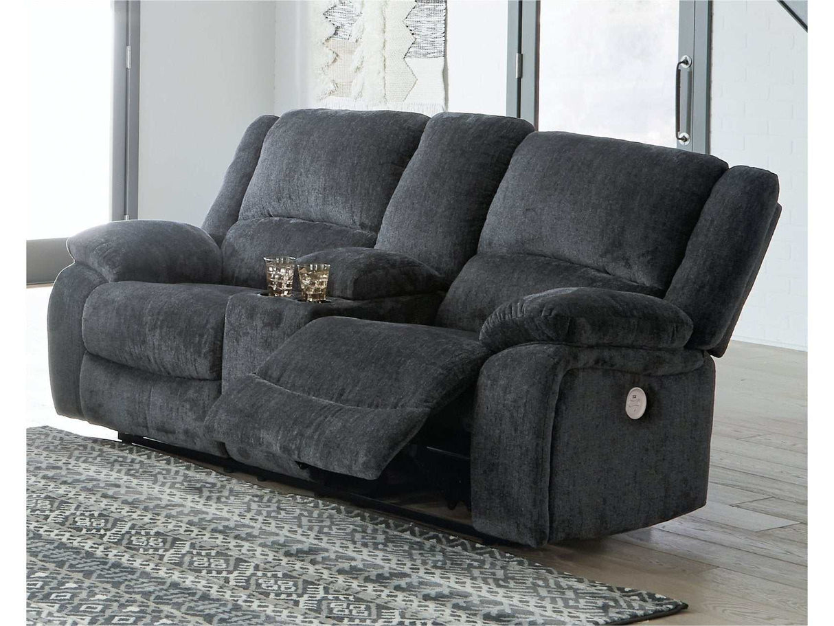 Draycoll Power Reclining Loveseat w/ Console - Ornate Home