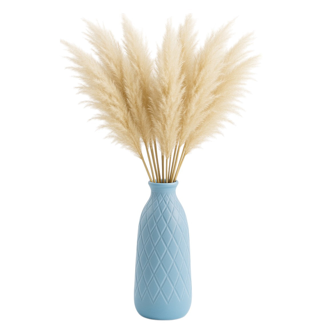 Wellsona Cameo Blue Ceramic Plaid Textured Vase