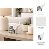 Kephart Black/White Ceramic Elephant Trunk Up