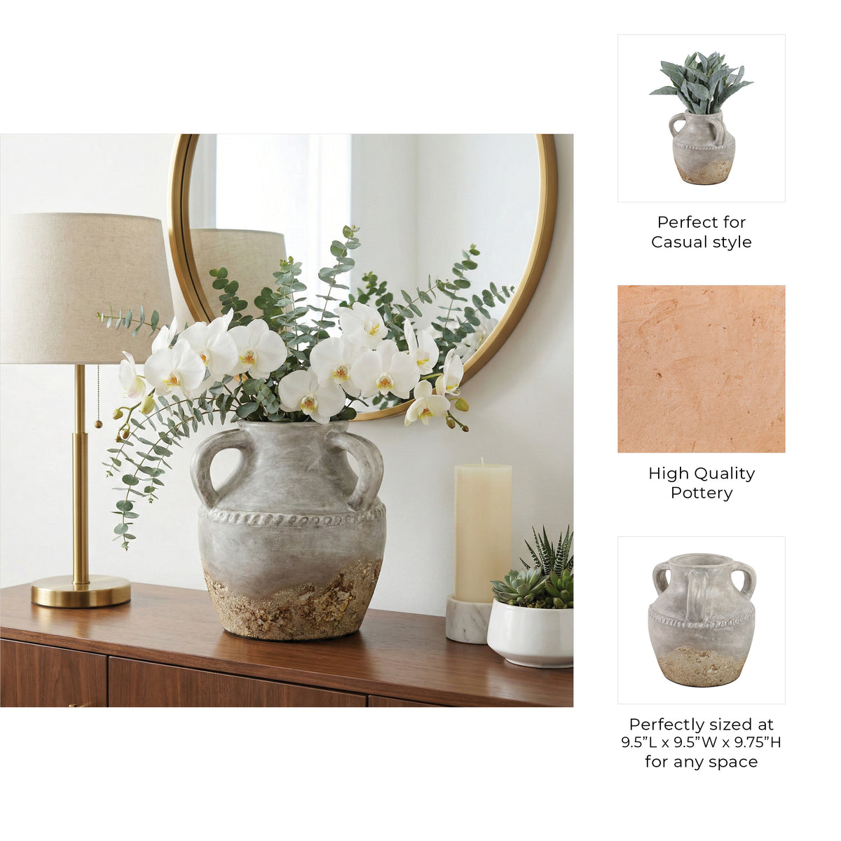 Noelwind Ivory/Tan Small Reactive Glaze Terracotta Triple Handle Jug