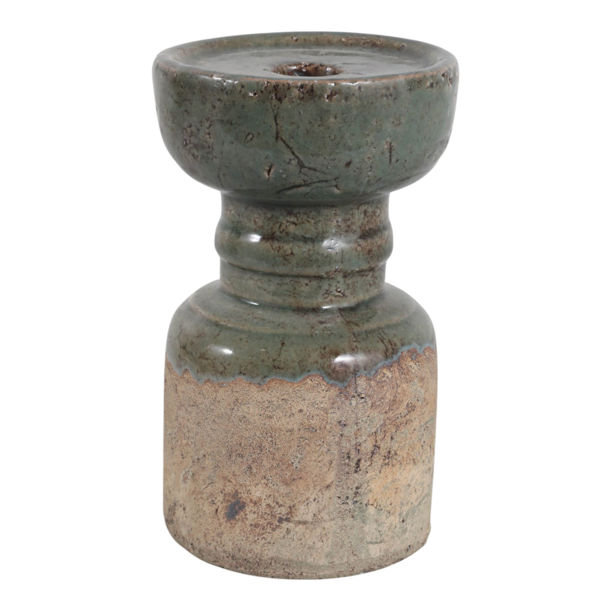 Bethune Green/Brown Small Traditional Pillar Holder