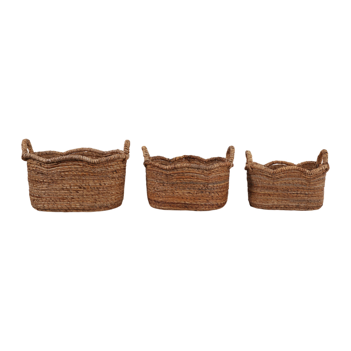 Sciots Camp Natural Scallop Edge Oval Baskets (Set of 3)