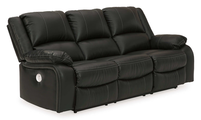 Calderwell Black Faux Leather Power Reclining Sofa