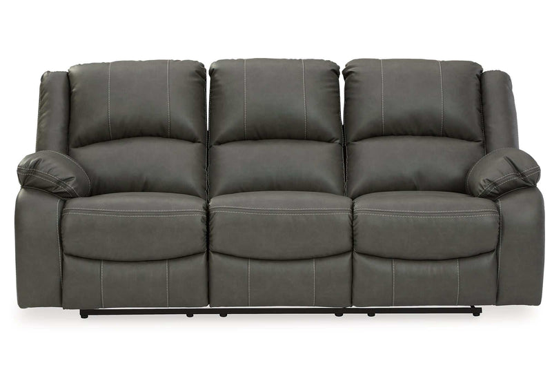Calderwell Gray Faux Leather Power Reclining Sofa