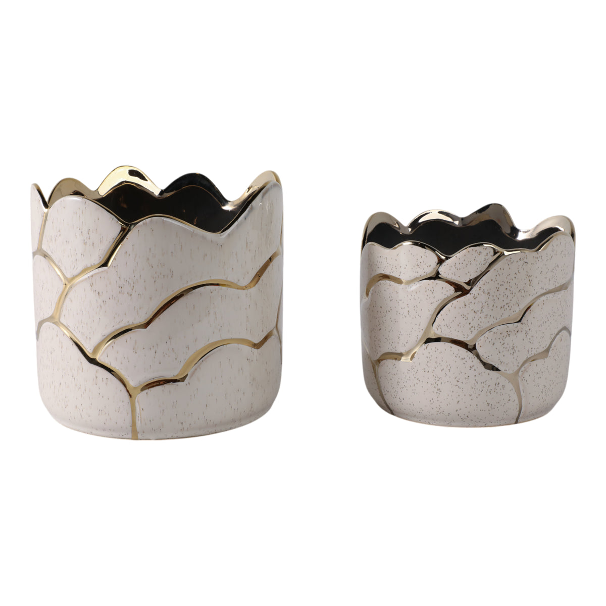 Brightonrose Ivory/Gold Clouds Planters (Set of 2)