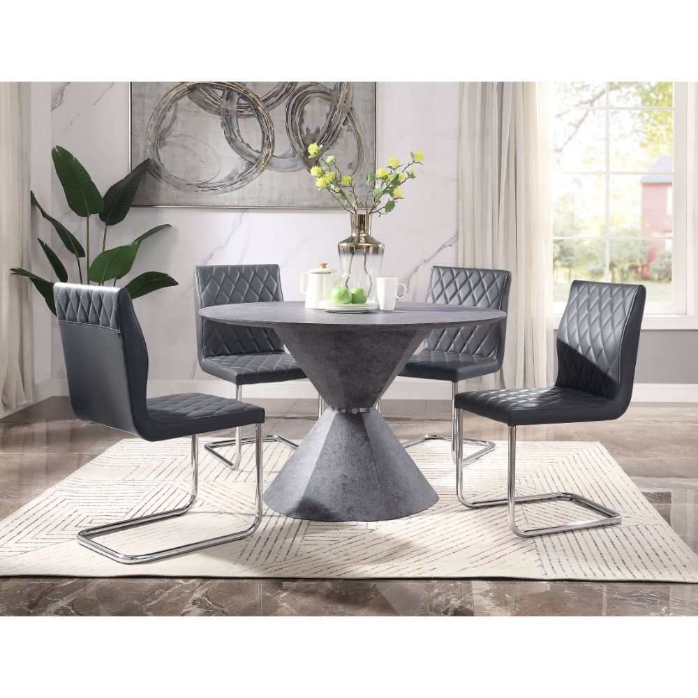 Ansonia Gray & Chrome Side Chair (Set of 2) - Ornate Home