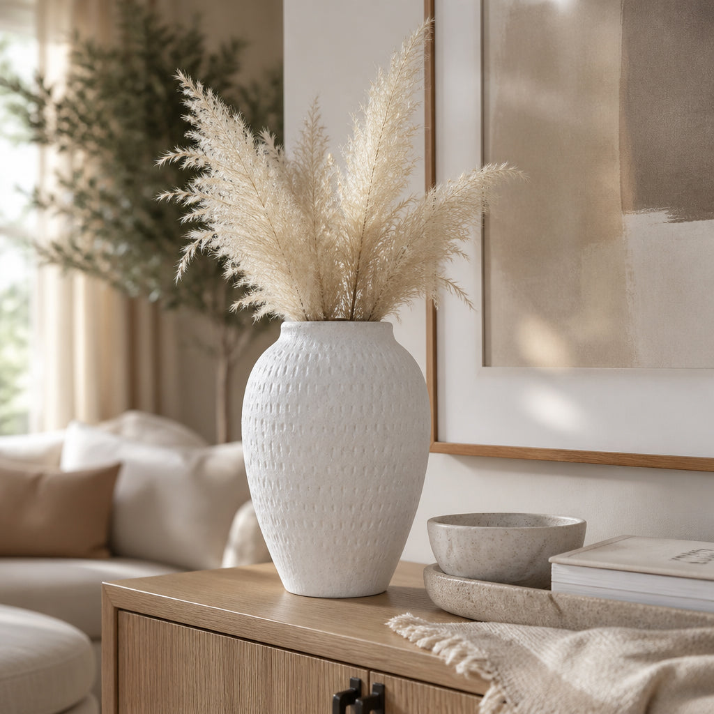 Finley White Large Hammered Vase
