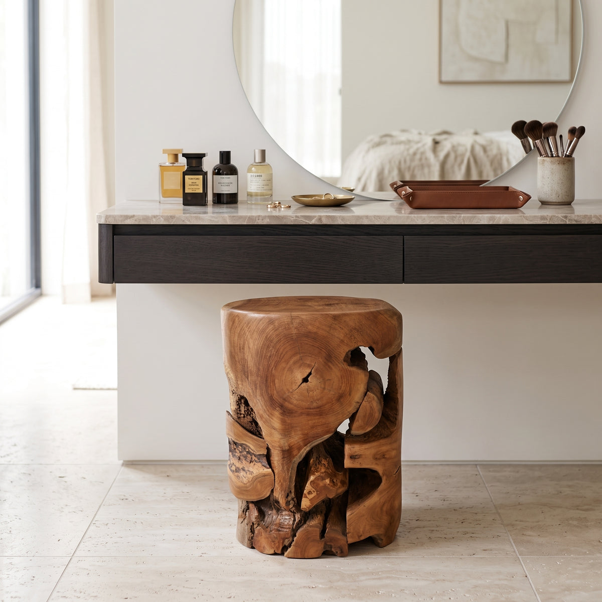 Ruthven Natural Live Edge Teakwood Stool