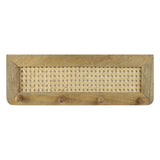 Montague Light Brown Wood and Rattan 4-Hook Wall Storage