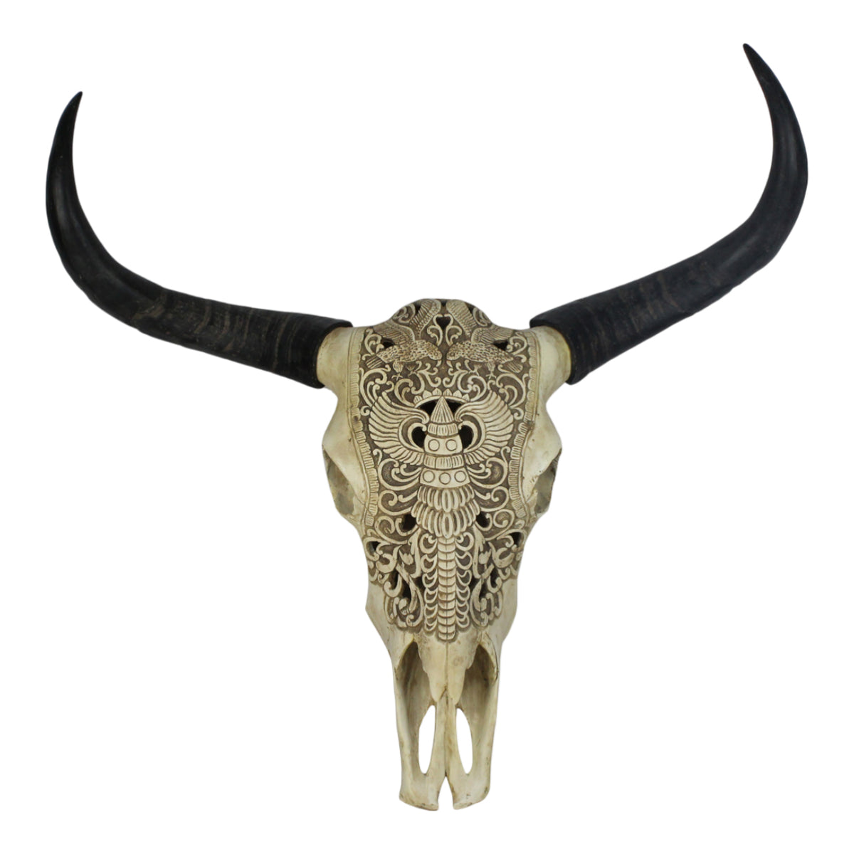 Robla Ivory/Black Bull Skull Wall Accent