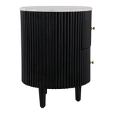 Flumeville White/Black 2-Drawer Side Table with Marble Top
