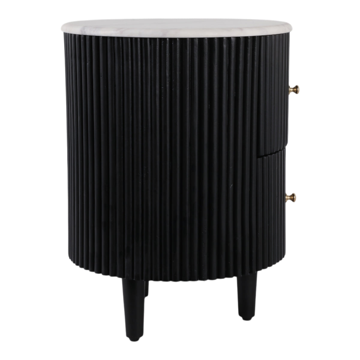 Flumeville White/Black 2-Drawer Side Table with Marble Top