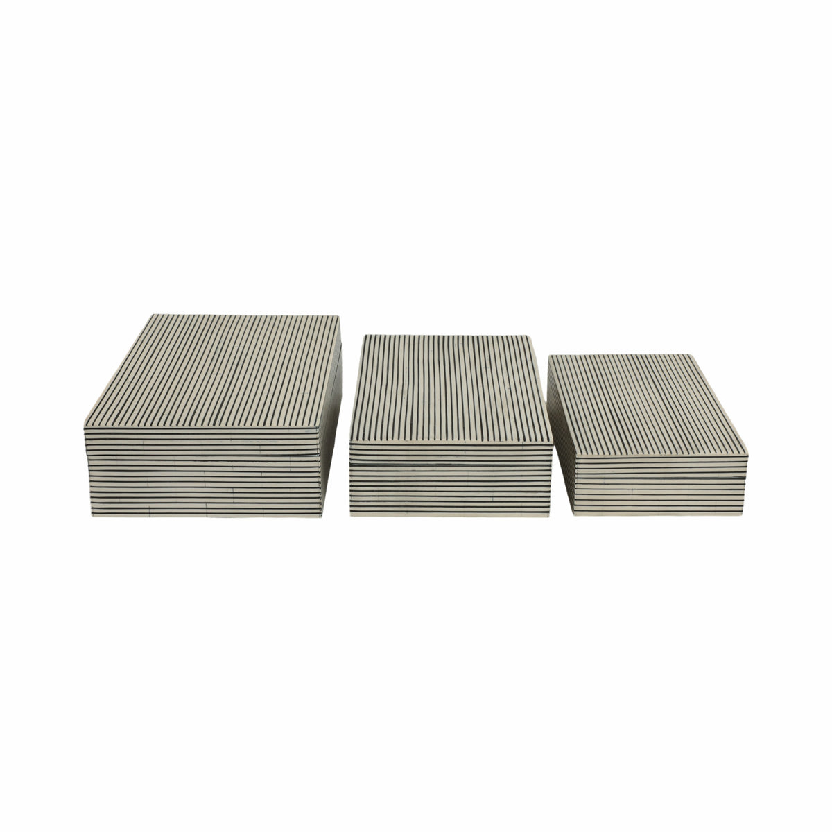 Coffing White Resin Ridged Boxes (Set of 3)