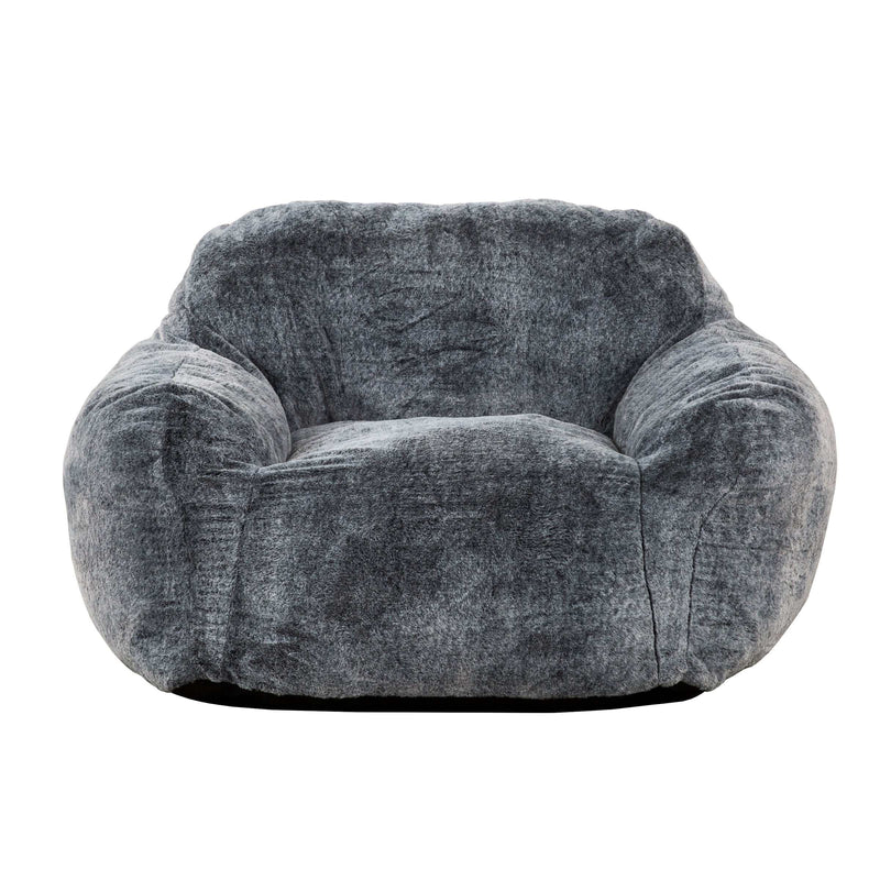 Tore Blue Steel Rabbit Fur Bean Bag Lounger Chair - Ornate Home