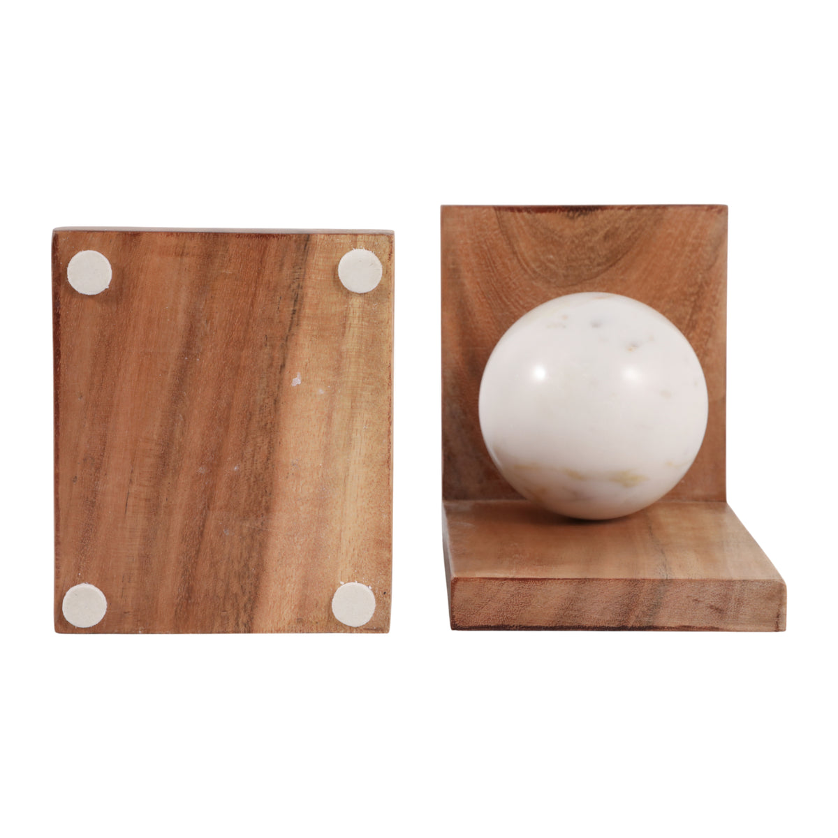 Mono Lake Natural/White Bookends with Marble Orb (Set of 2)
