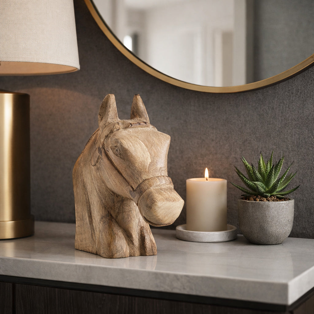 Shingletown Brown Wood Horse Head Decor