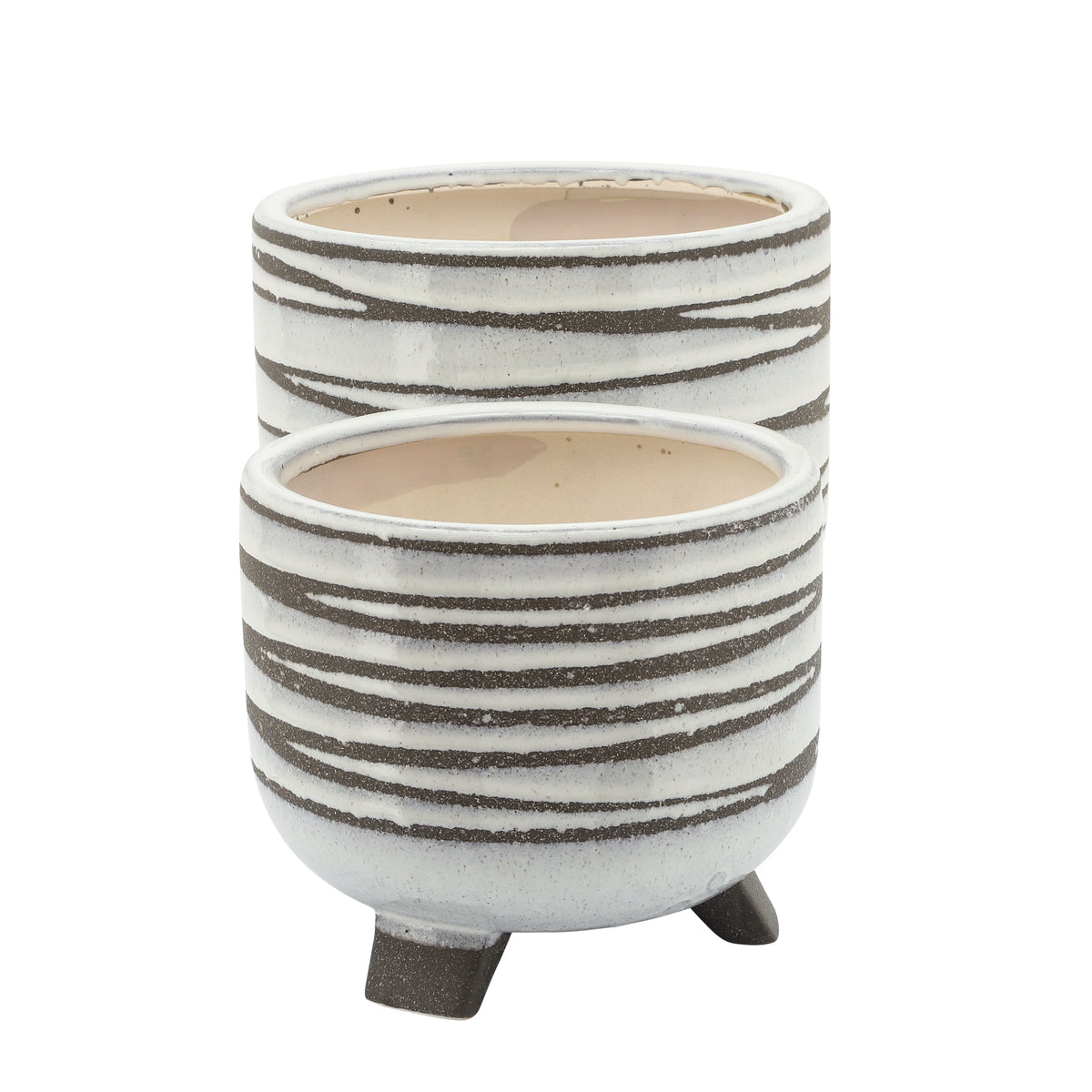 Montara White Ceramic Footed Planters (Set of 2)