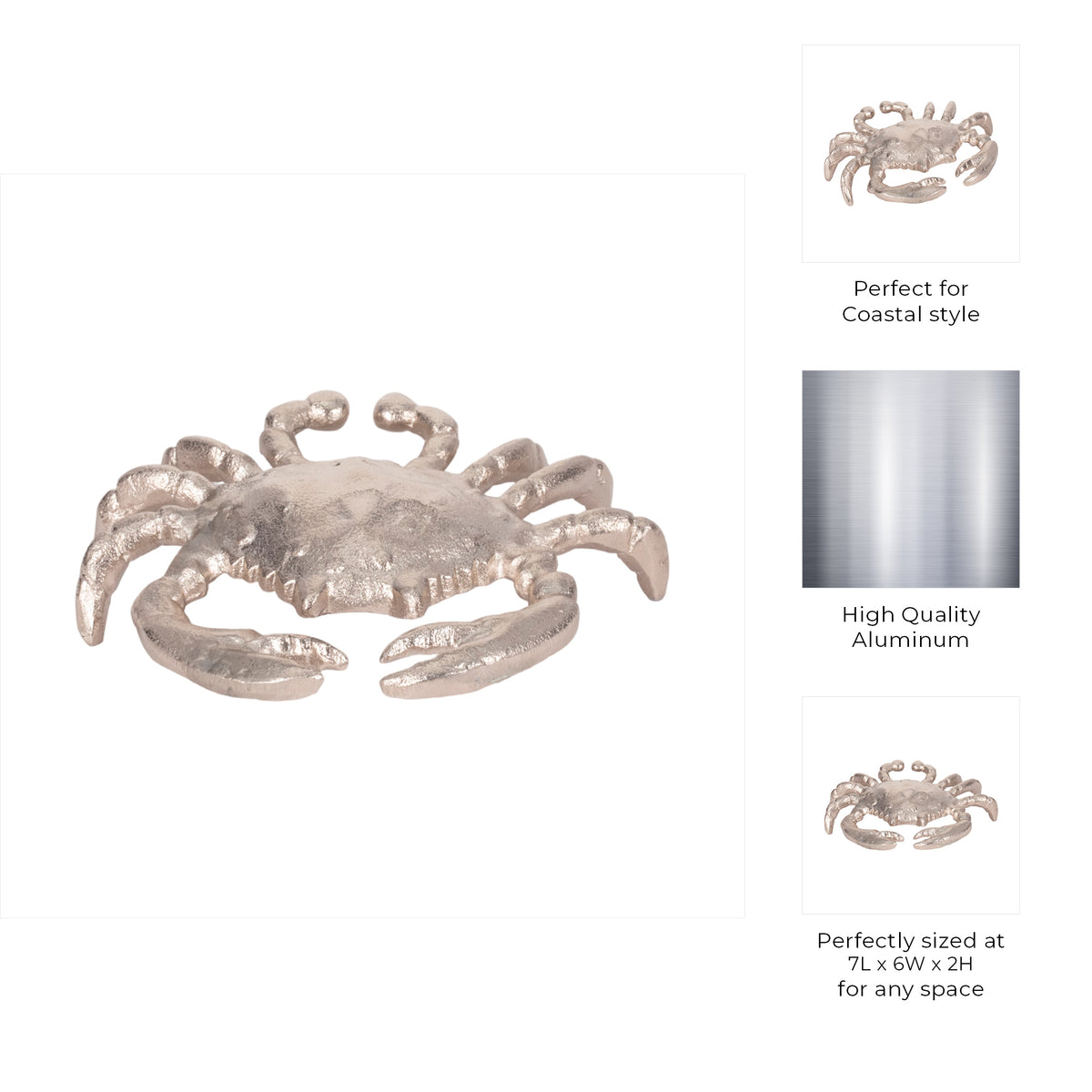 Imola Silver Metal Crab Decor