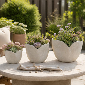 Winton White Tulip Paper Mache Planters (Set of 3)