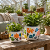 Miranda Multicolor Floral Embossed Planters (Set of 2)