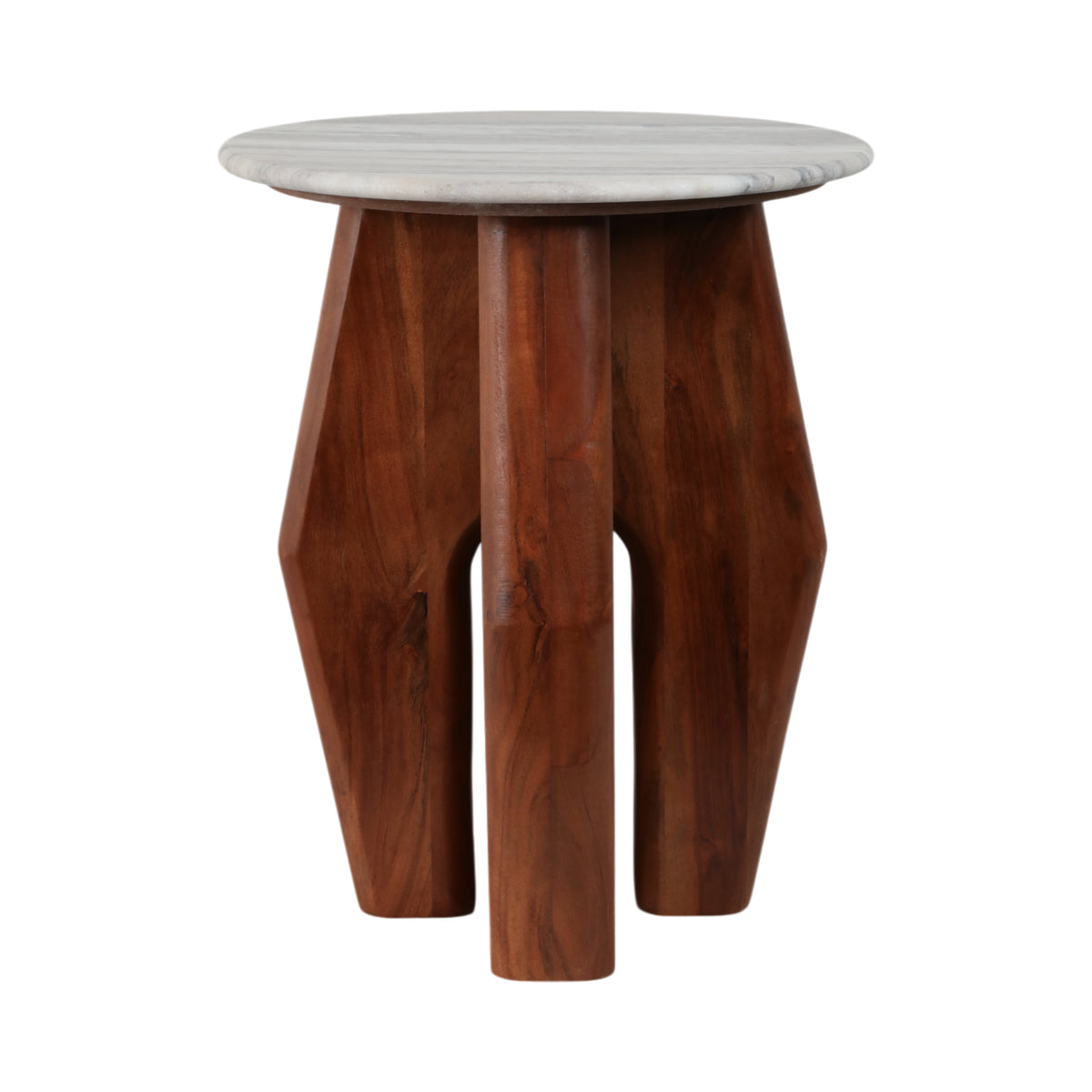 Hat Creek Brown Accent Table with Curved Legs and Marble Top