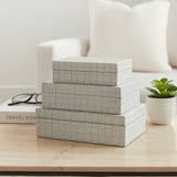 Lyonsville White/Black Checkerboard Etched Boxes (Set of 3)